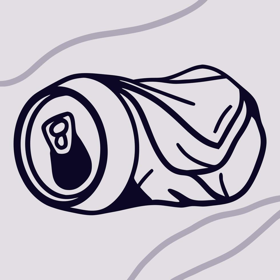 Crushed Aluminum Can Illustration, Recycling Graphic vector