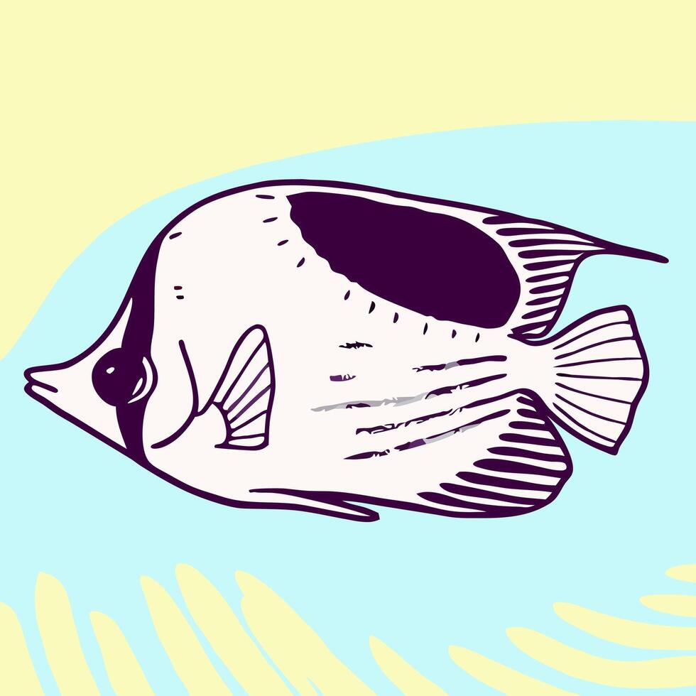 White and Purple Butterfly Fish Illustration vector