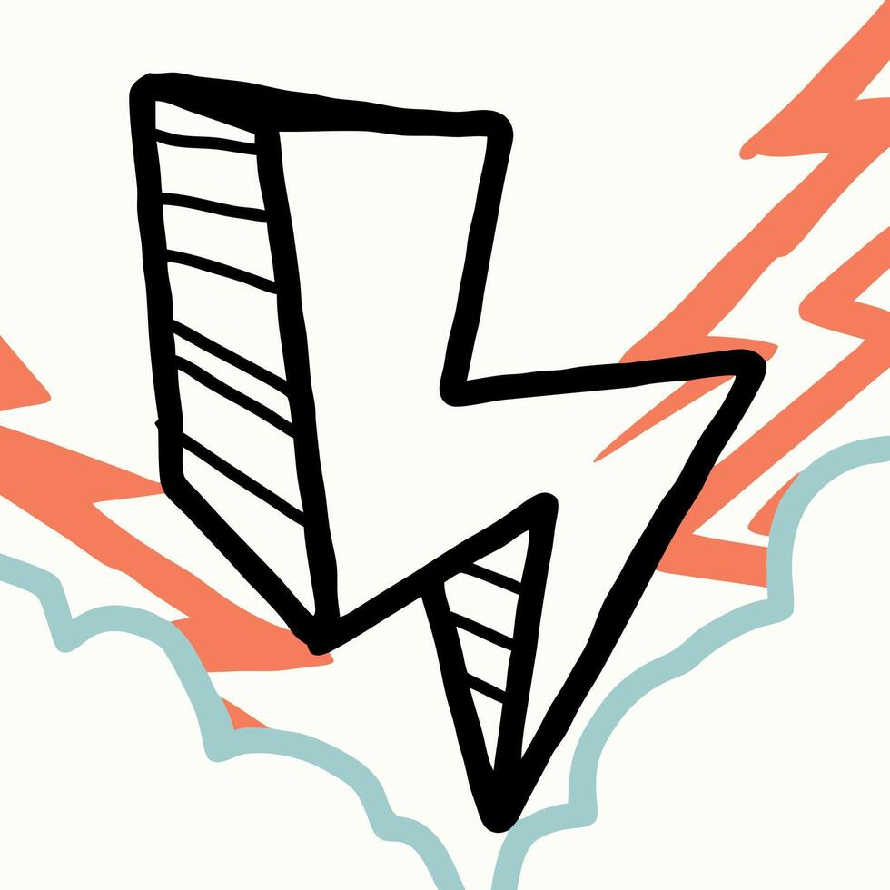 Hand drawn Lightning Bolt Graphic, Energy, Power vector