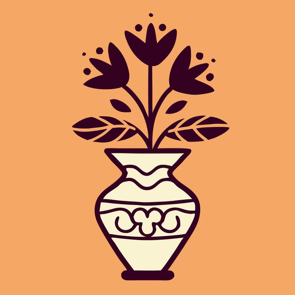 Simple Floral Arrangement in Decorative Vase vector