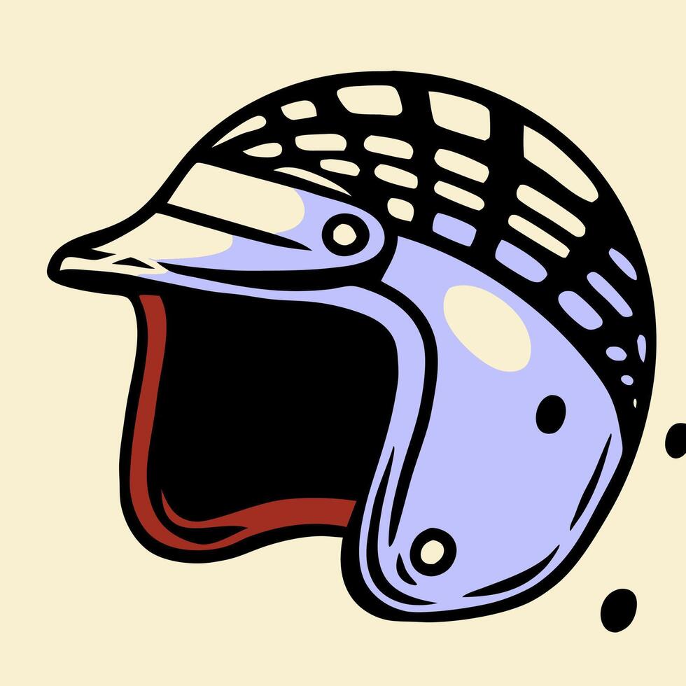 Vintage Motorcycle Helmet Illustration, Open Face, Retro Design vector