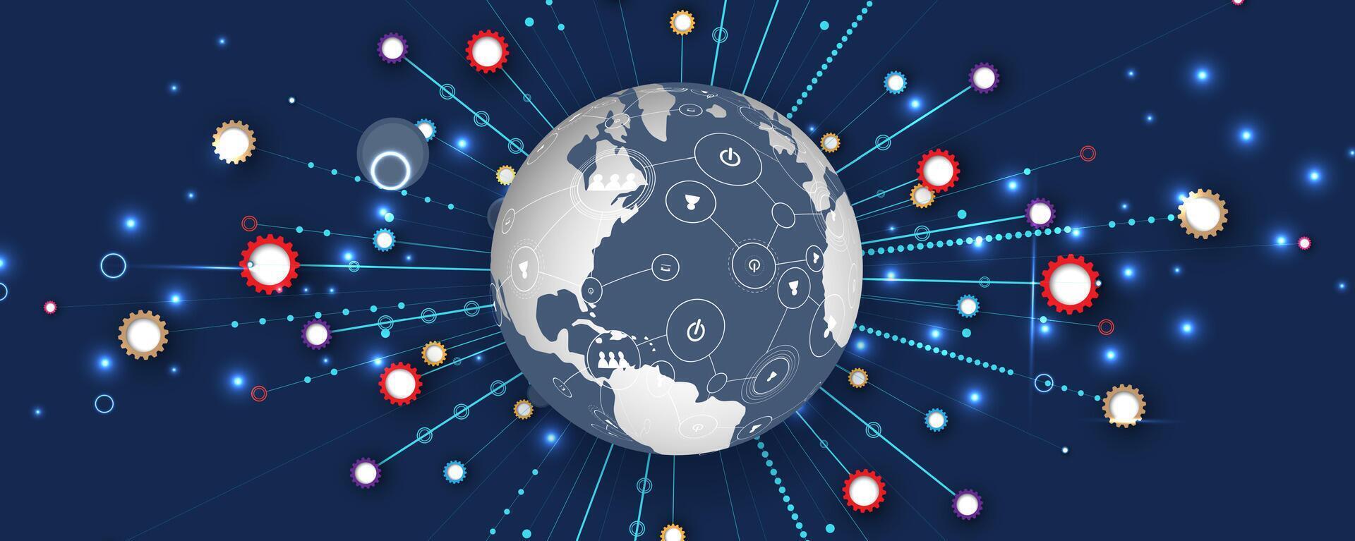the world is surrounded by many different dots vector