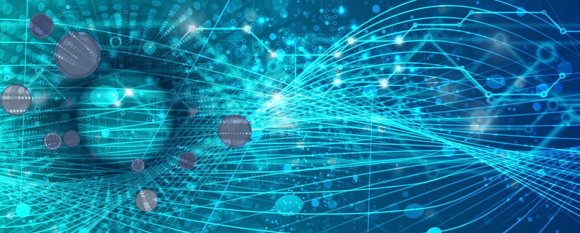 a blue background with a digital network vector
