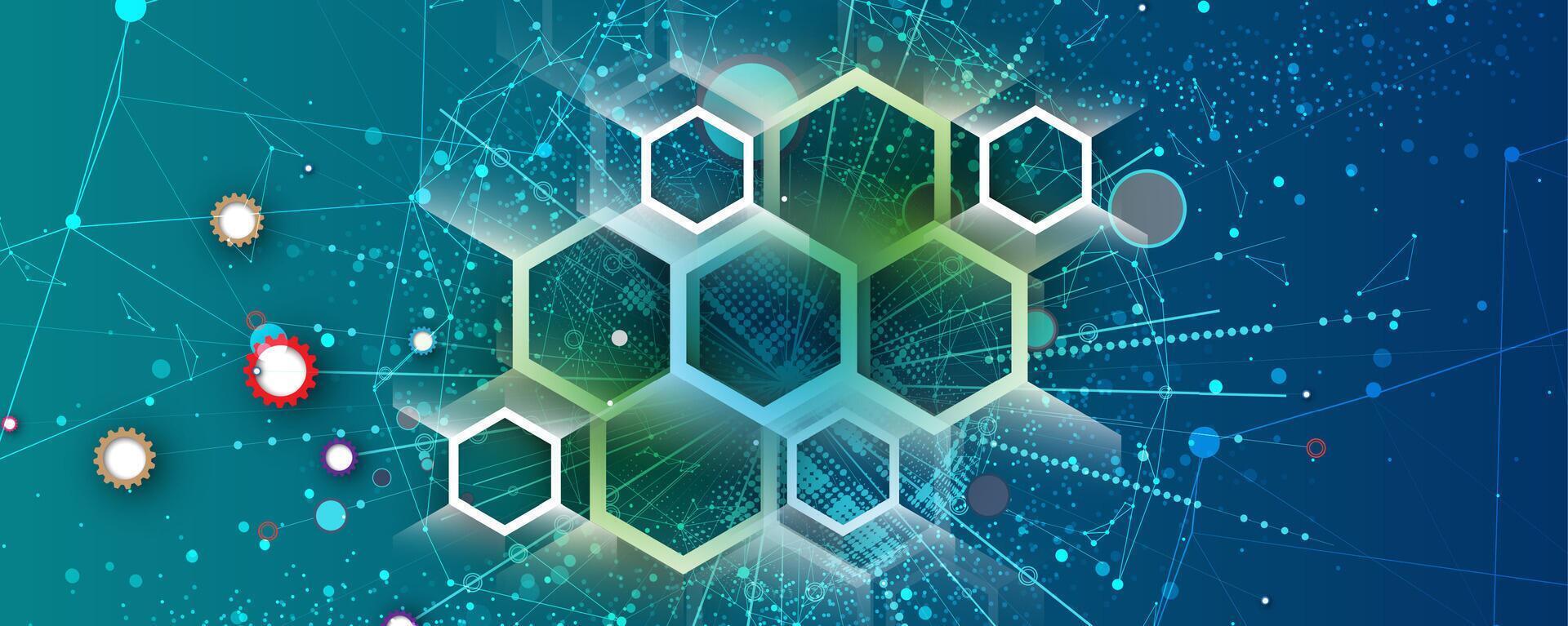 Geometric hexagon abstract background with simple polygonal elements. Medical, business, technology vector