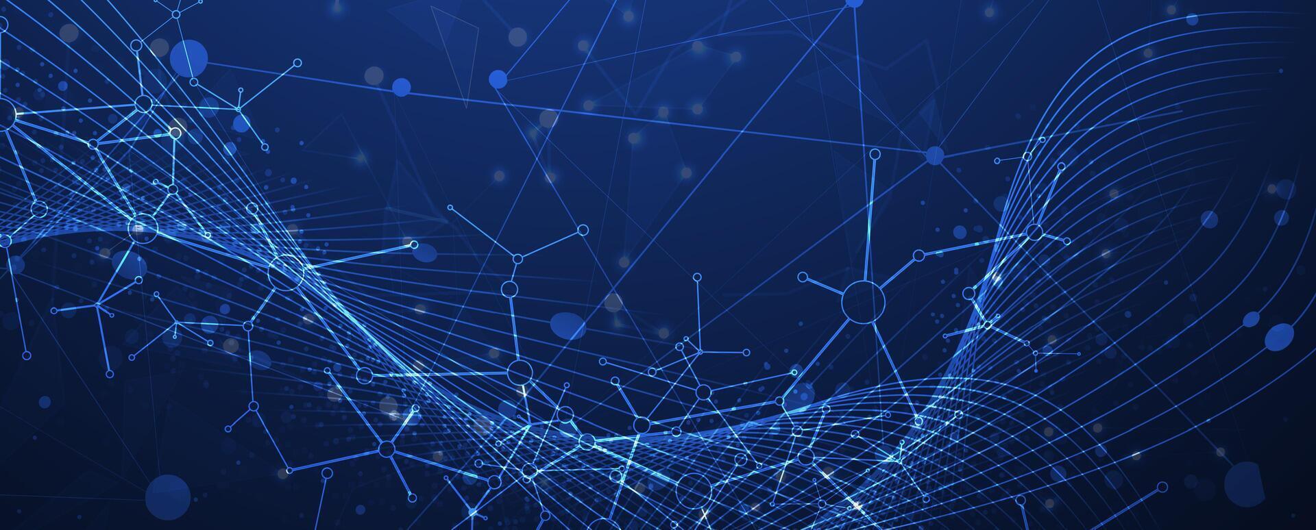 abstract blue mesh background with lines and dots vector