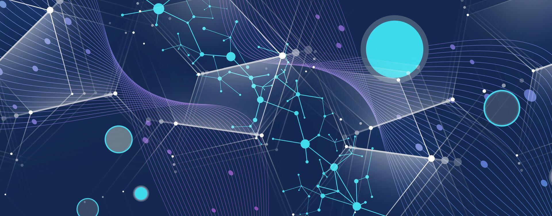 abstract dark background with blue dots and lines vector