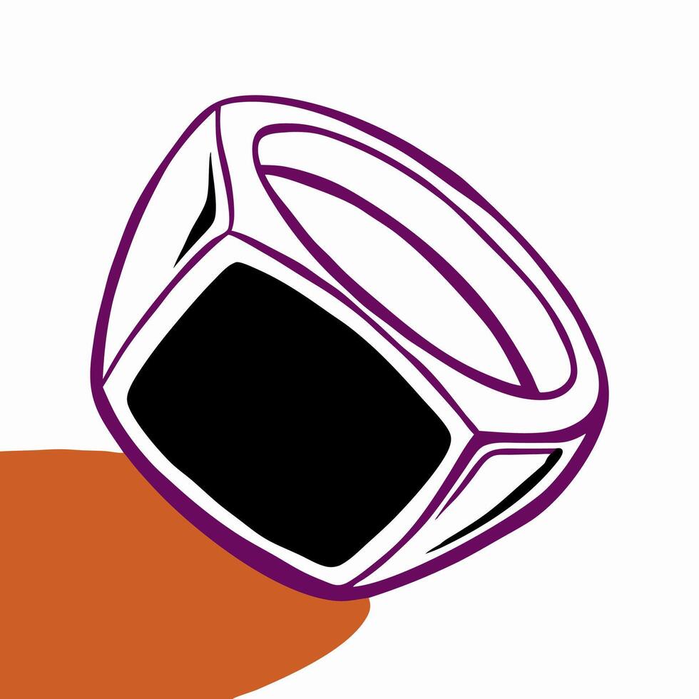 Stylish Black Onyx Men's Signet Ring Illustration vector