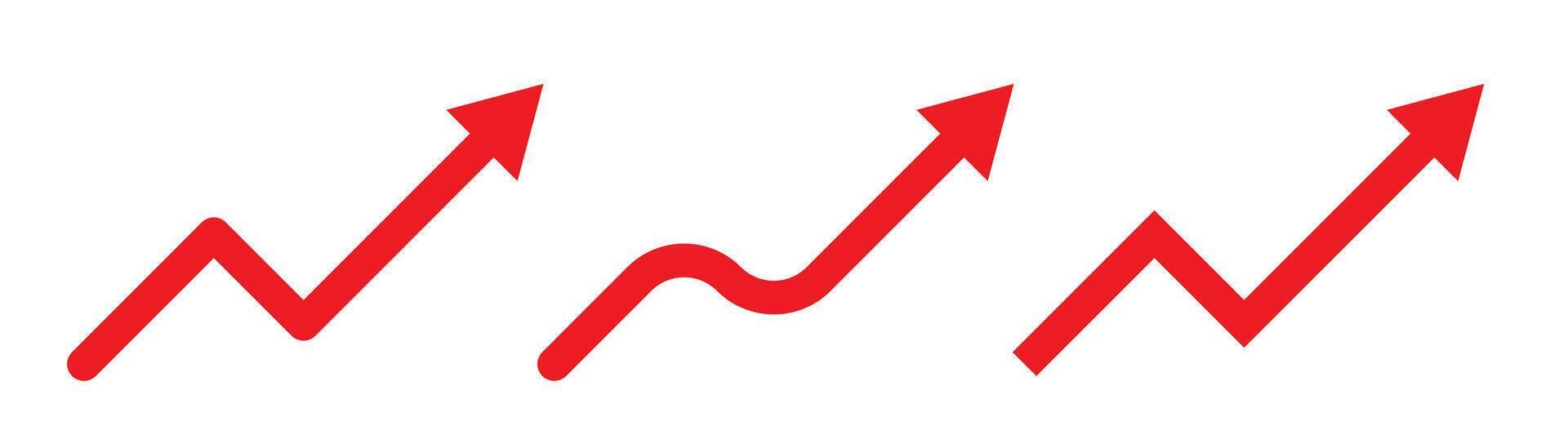 Growing business red arrow. Profit arrow icon. Business concept, growing chart. Arrow moving up growing Trend. Editable line width vector