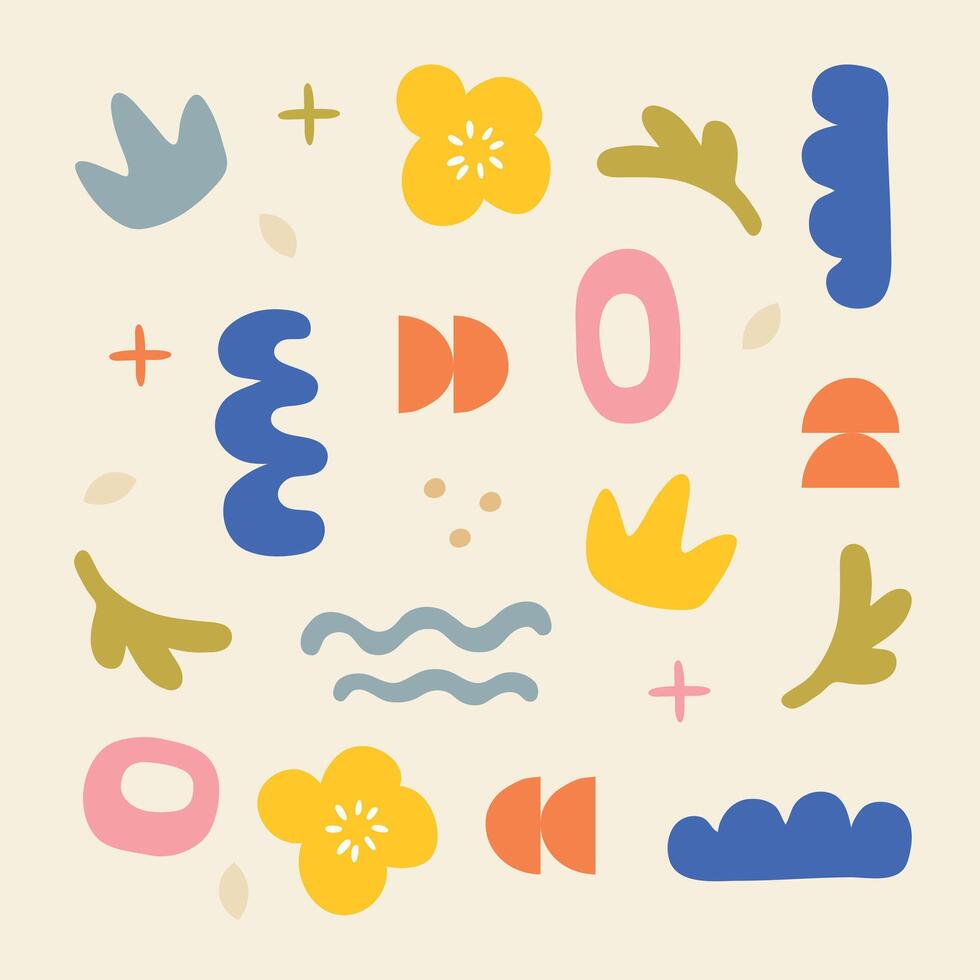 Colorful Doodle Elements with Sparkles Abstract Background vector