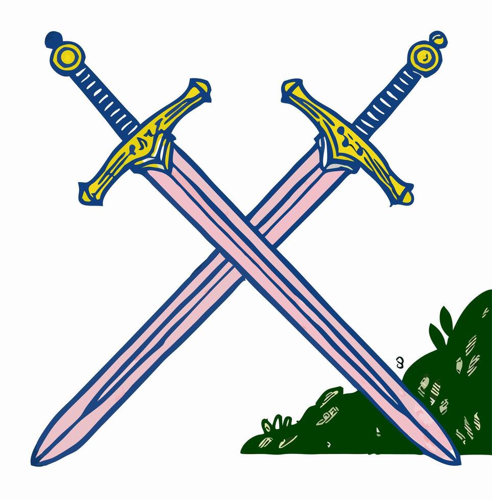 Two Crossed Swords Clipart Medieval Weaponry Illustration vector