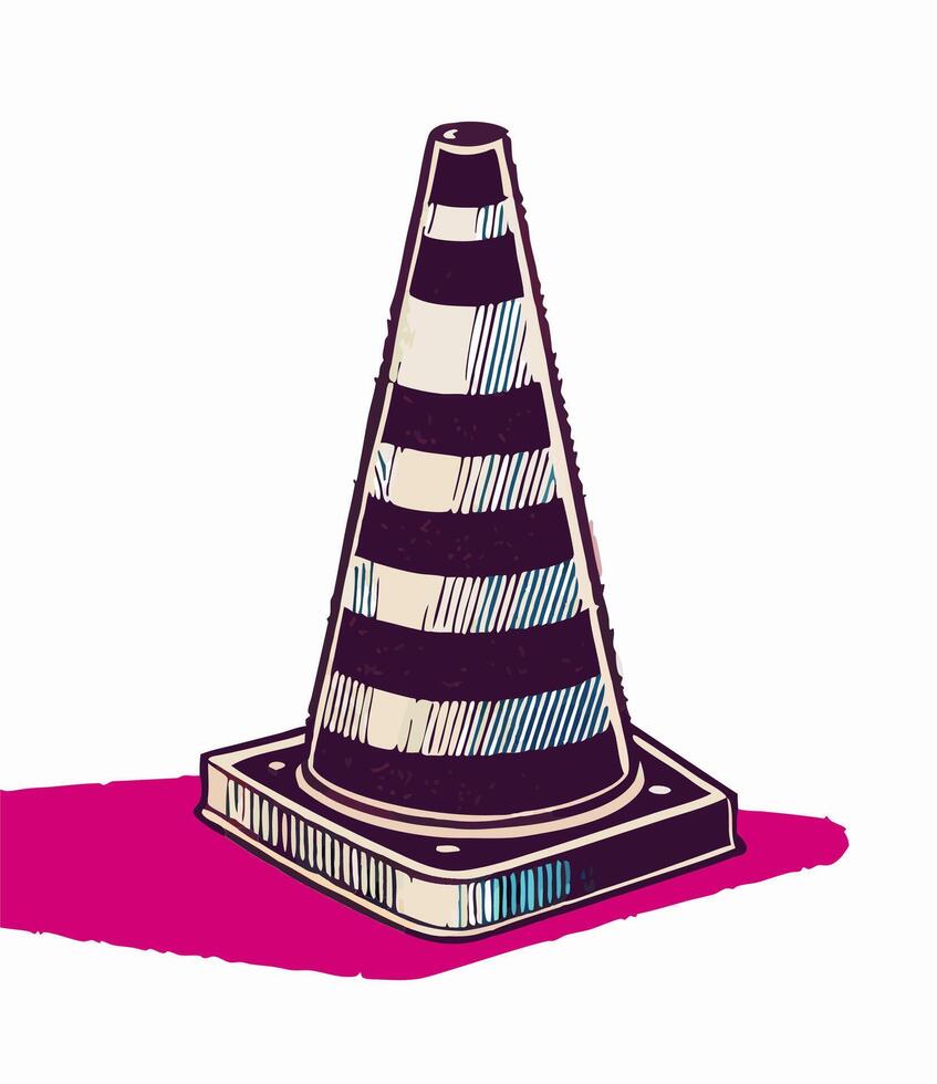 Striped Traffic Cone Illustration Safety Cone Graphic vector