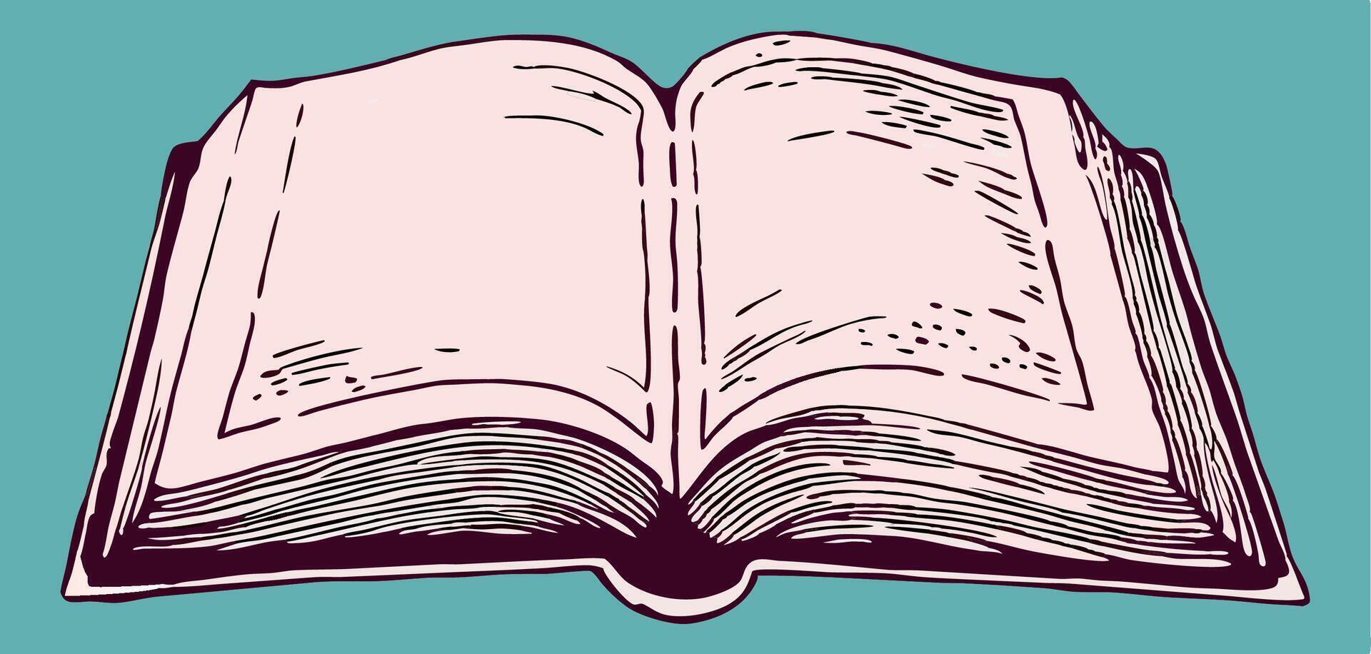 Open Book Illustration Hand Drawn Vintage Book Graphic vector