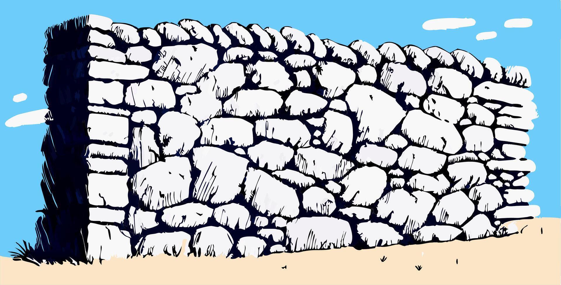Dry Stone Wall Illustration Rustic Texture Background vector