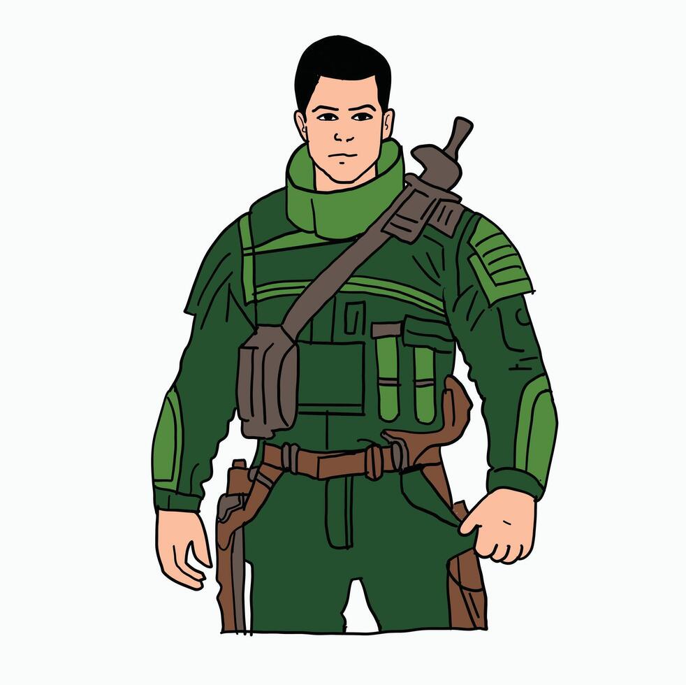 men in military uniform. Cartoon Style Illustration vector