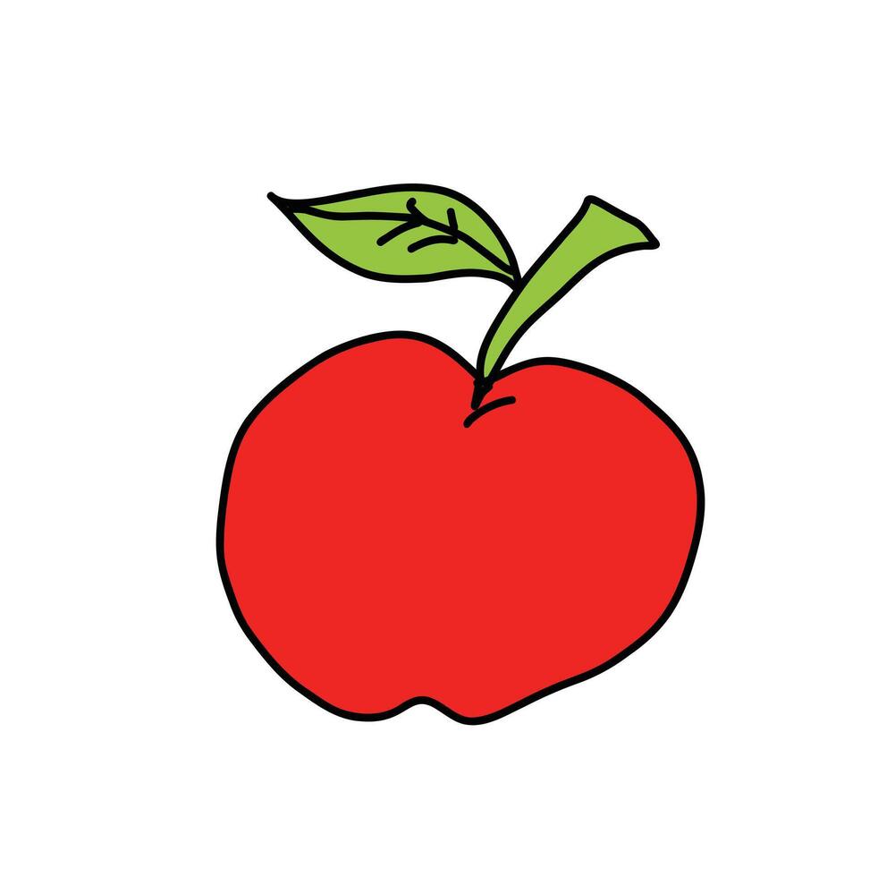Apple fruit on white background. Cartoon Style Illustration vector
