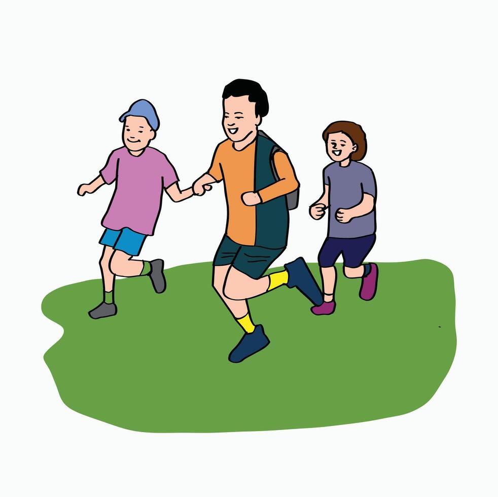 little children playing together. Cartoon Style Illustration vector