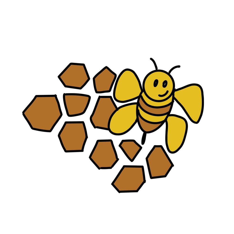 Cute BEE on white background. Cartoon Style Illustration vector