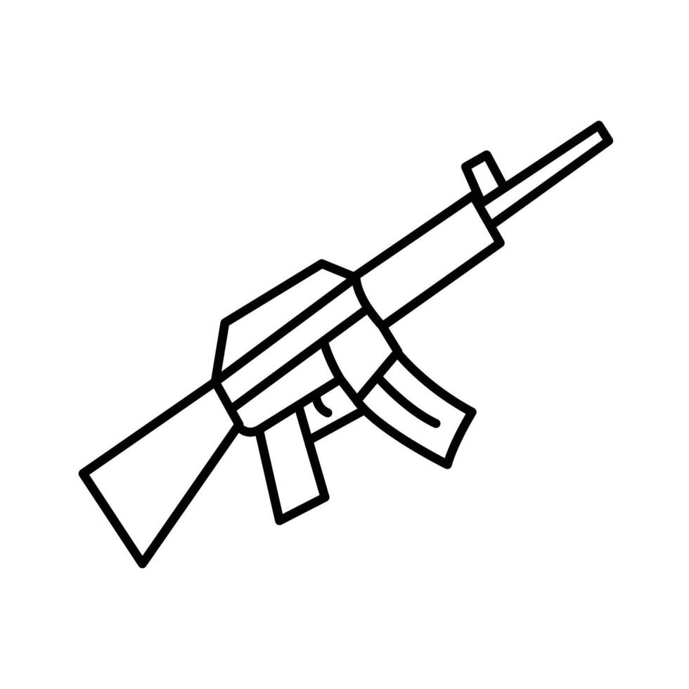 Simple line drawing of an assault rifle. Military, weapon, icon. vector