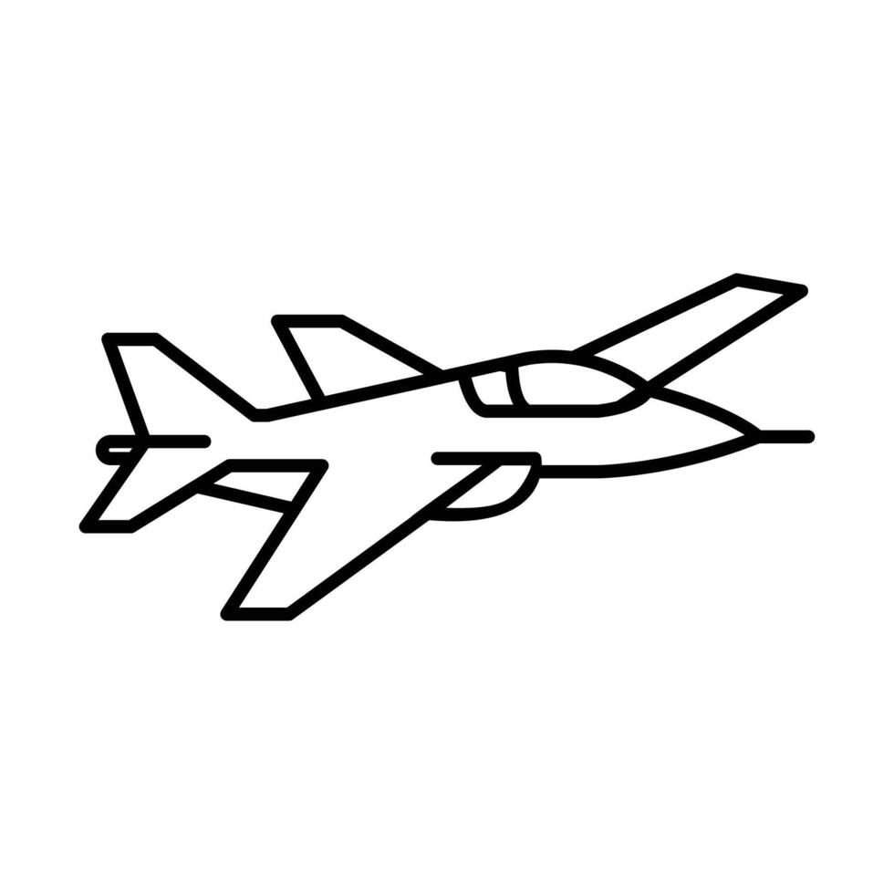 Line art illustration of a jet fighter aircraft. Simple, clean design. vector