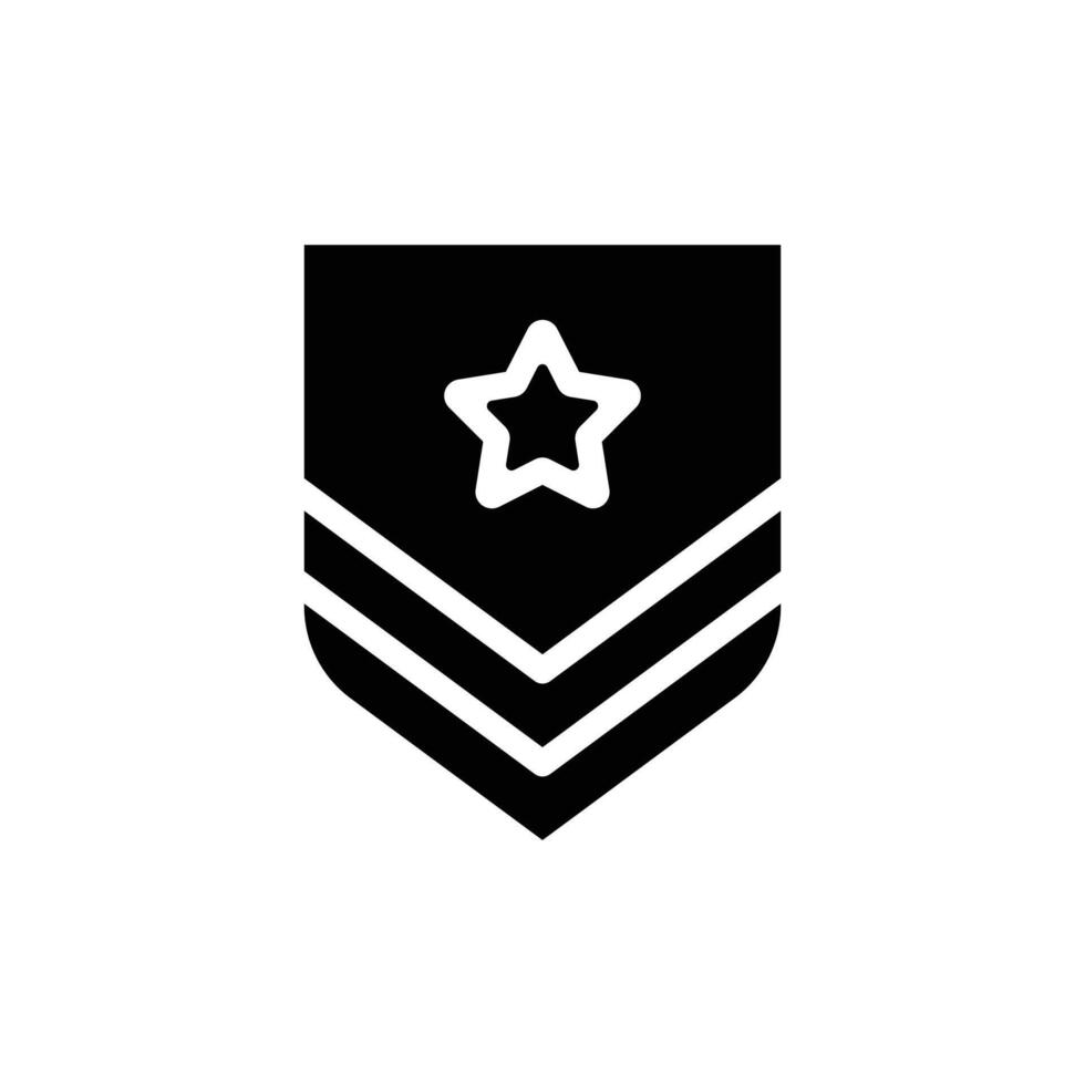 A black and white icon depicting a military sergeant's rank insignia. It features three chevrons and a star. vector