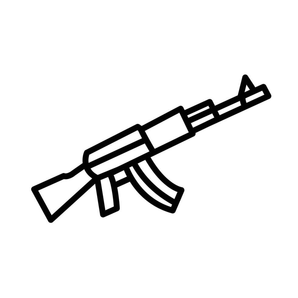 Line art illustration of an AK-47 assault rifle. A simple graphic design. vector