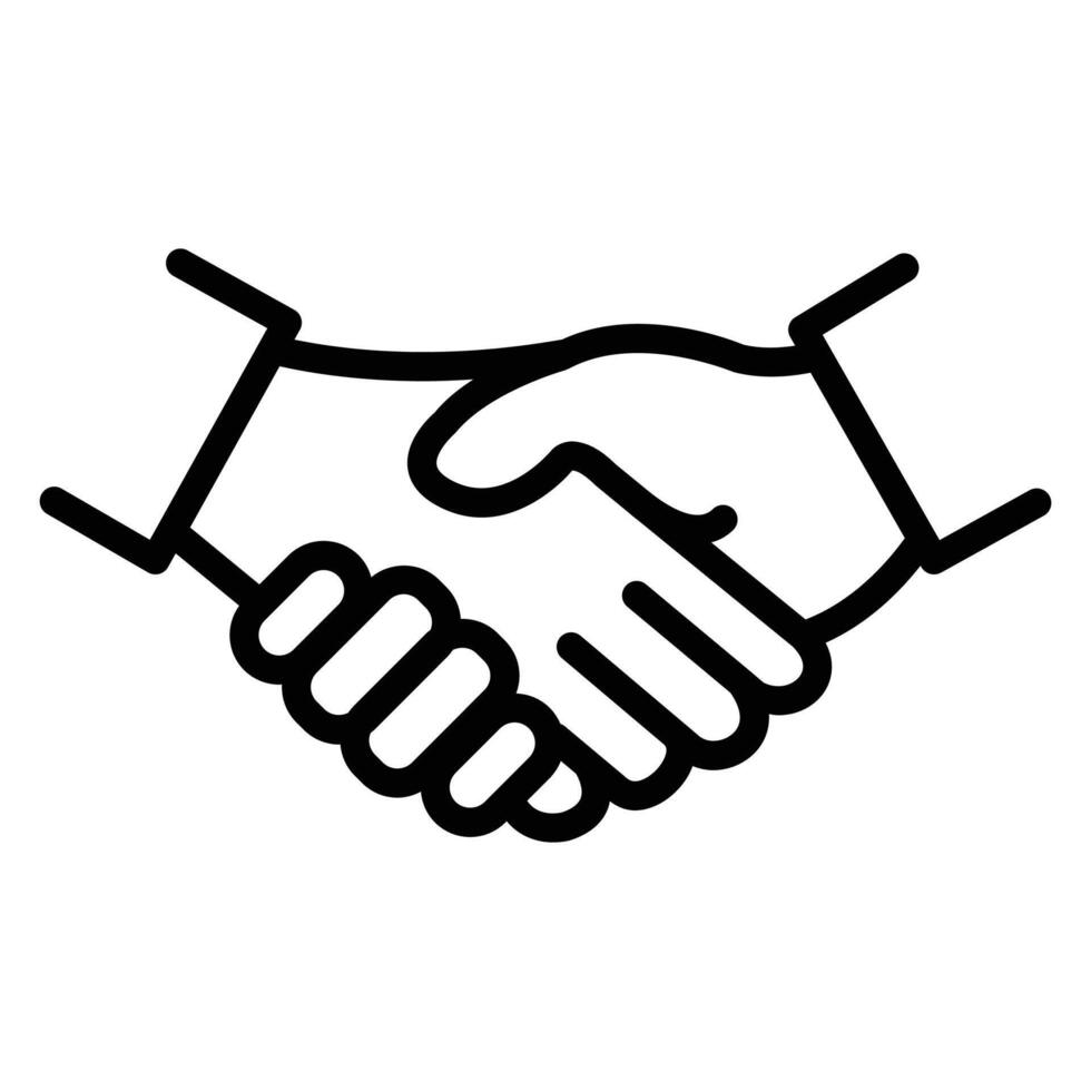 Simple illustration of two hands shaking, symbolizing deal, agreement, and partnership. vector