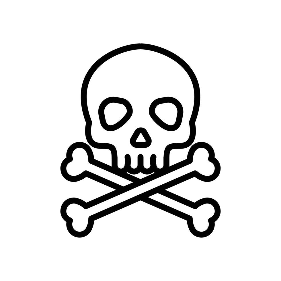 A simple line art illustration of a skull and crossbones, a classic symbol representing danger and death. vector