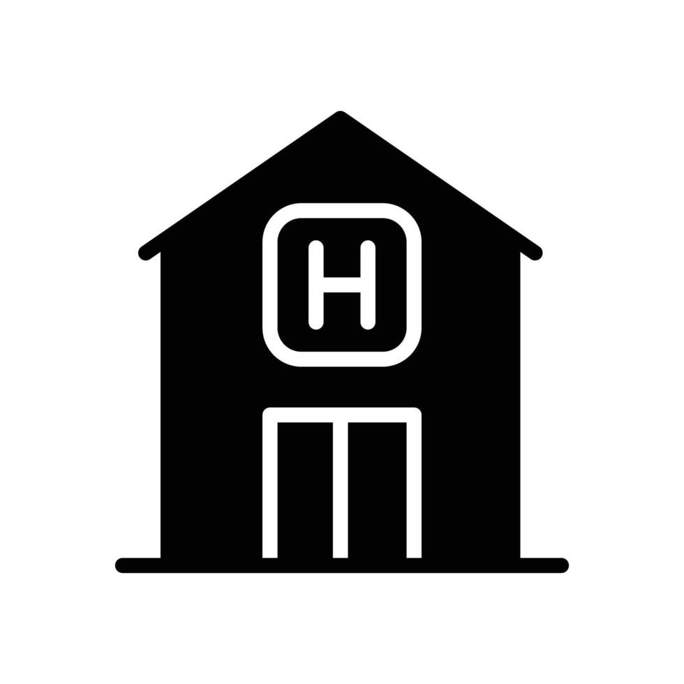 Black silhouette icon of a hospital building. Simple design. vector