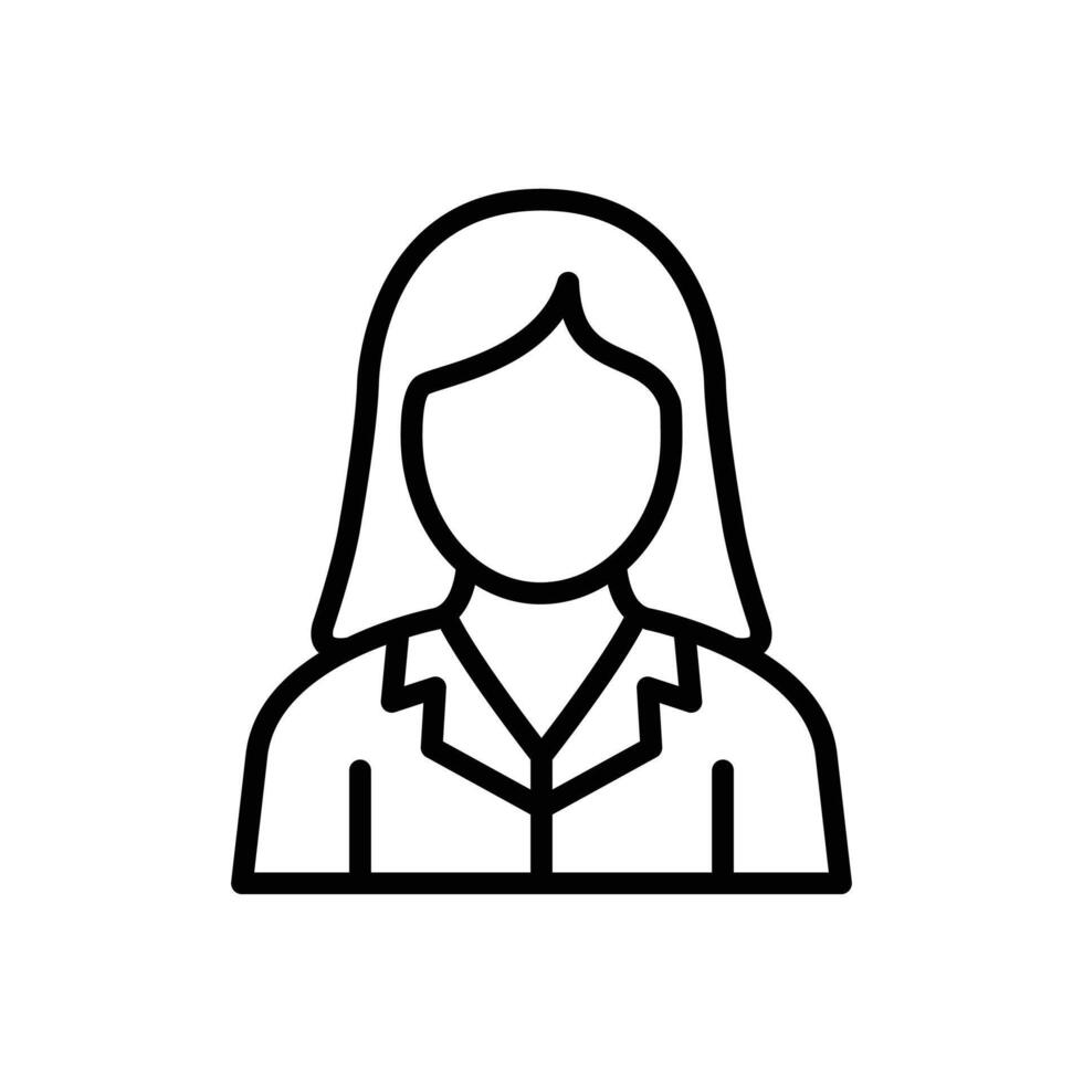 A simple line art icon of a woman's profile. Ideal for avatars and user interfaces. vector