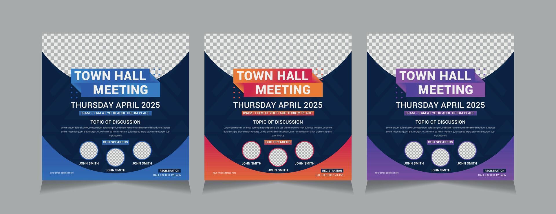 Town Hall Meeting Social Media Post Templates, illustration eps 10 vector
