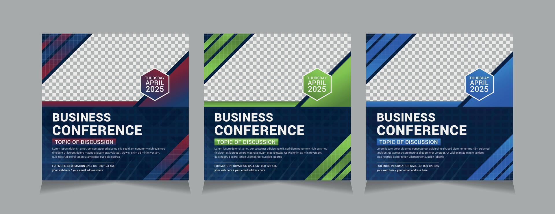 business conference Social Media Post Templates, eps 10 vector