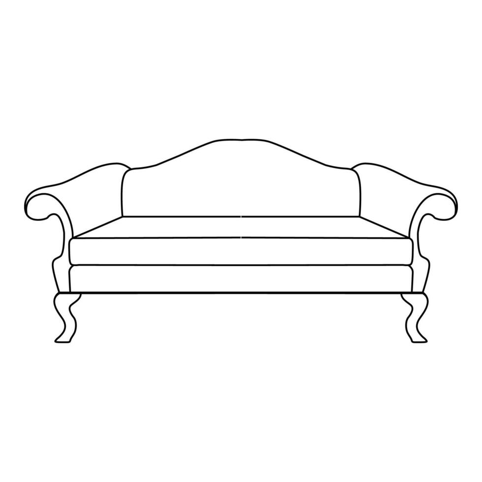 camel back sofa, Minimalist Line art outline drawing vector