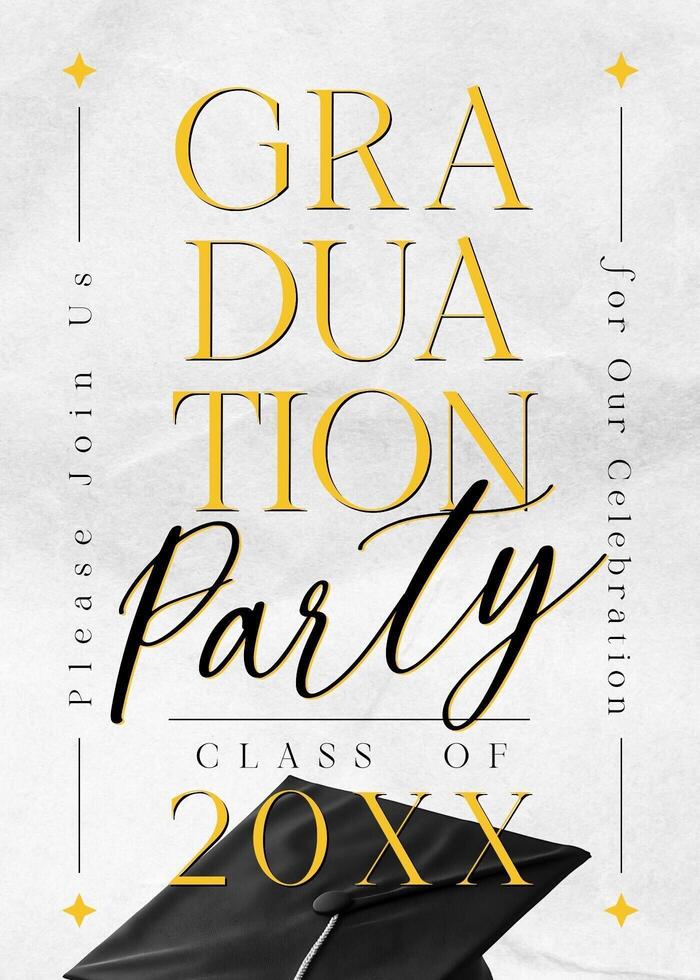 Graduation Celebration Party Invitation Card with Mortarboard template