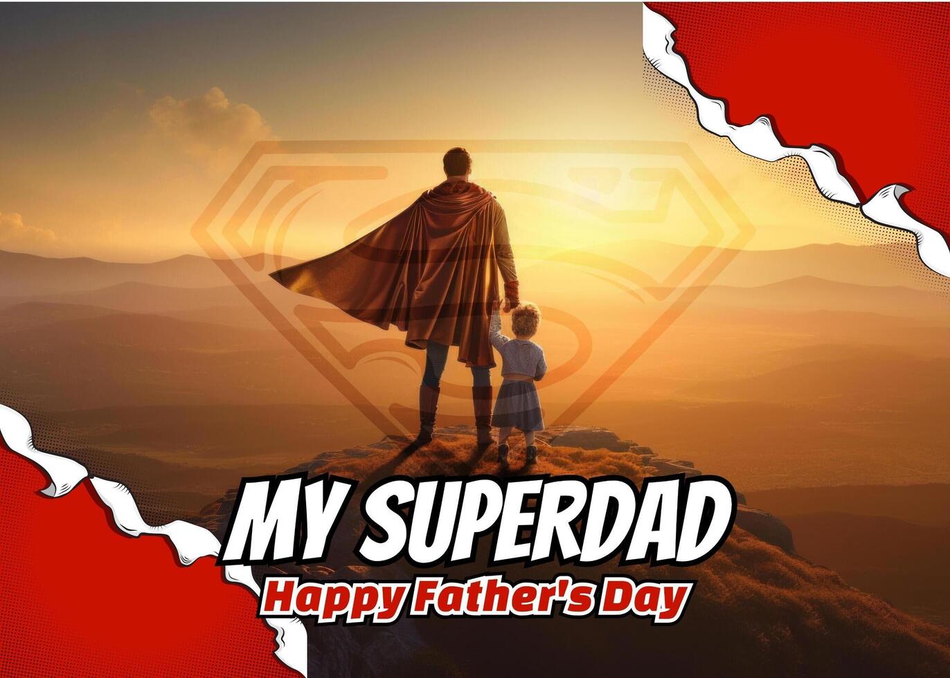 Super Hero Happy Father's Day Greeting Card template