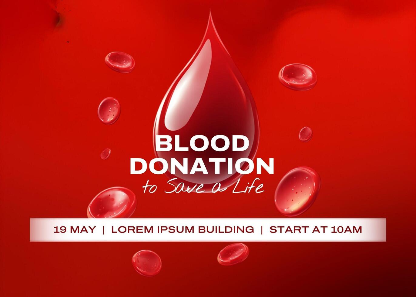 Red Blood Donation Invitation Greeting Card template