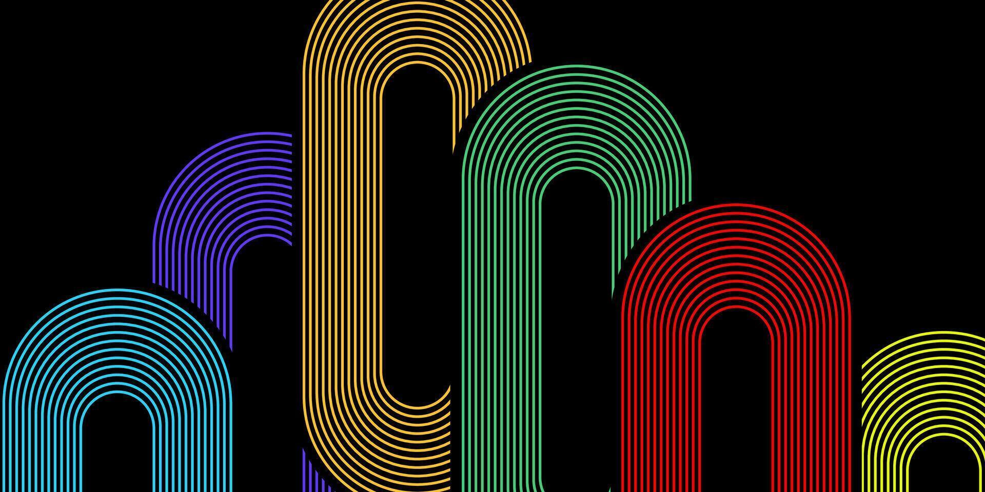 Abstract Rainbow Arcs Colorful Lines, Geometric Design, Modern Art vector