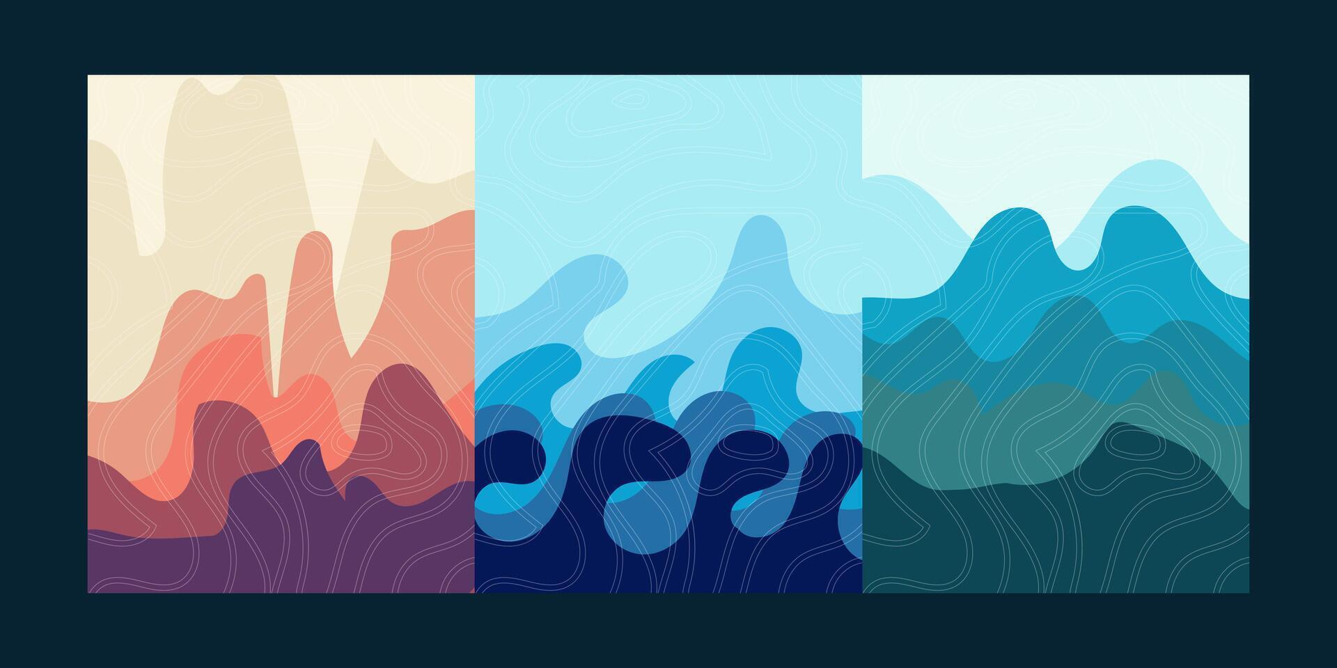 Abstract Topographic Poster Designs Backgrounds, Cover Templates vector
