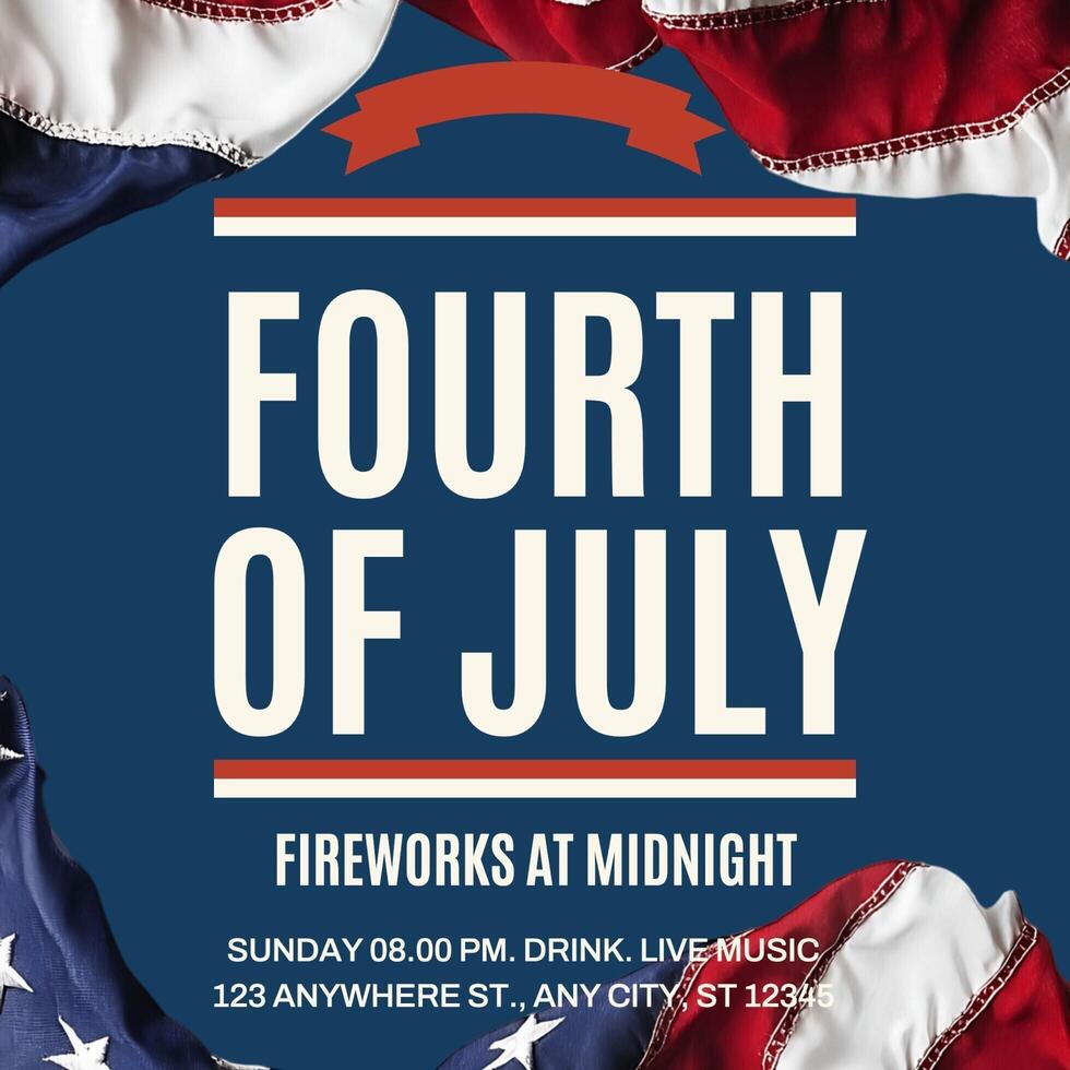 4th july blue and red invitation social media post template