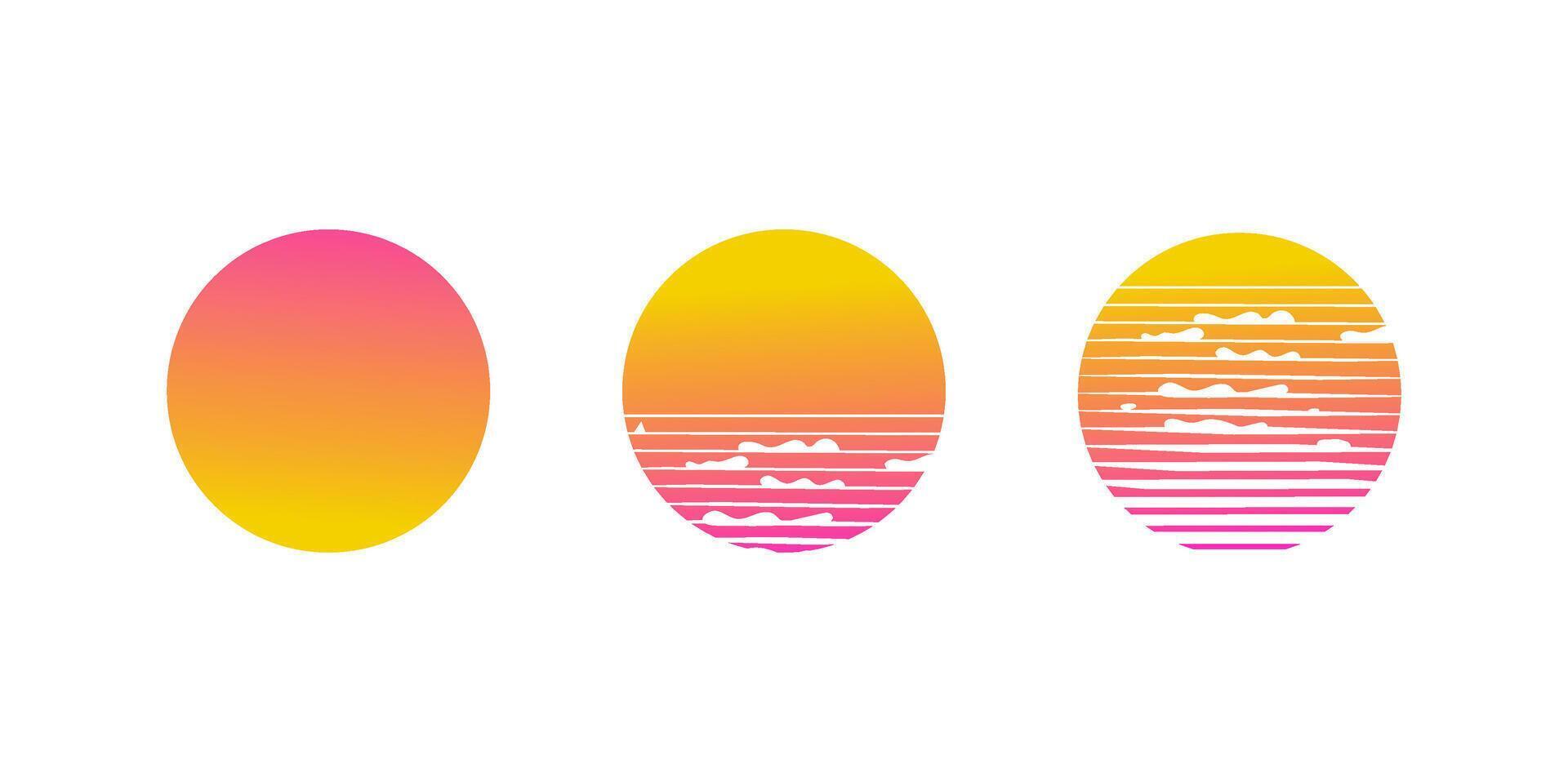 Sunset Gradient Circles Retro Design, Summer Vibes, Simple Art vector