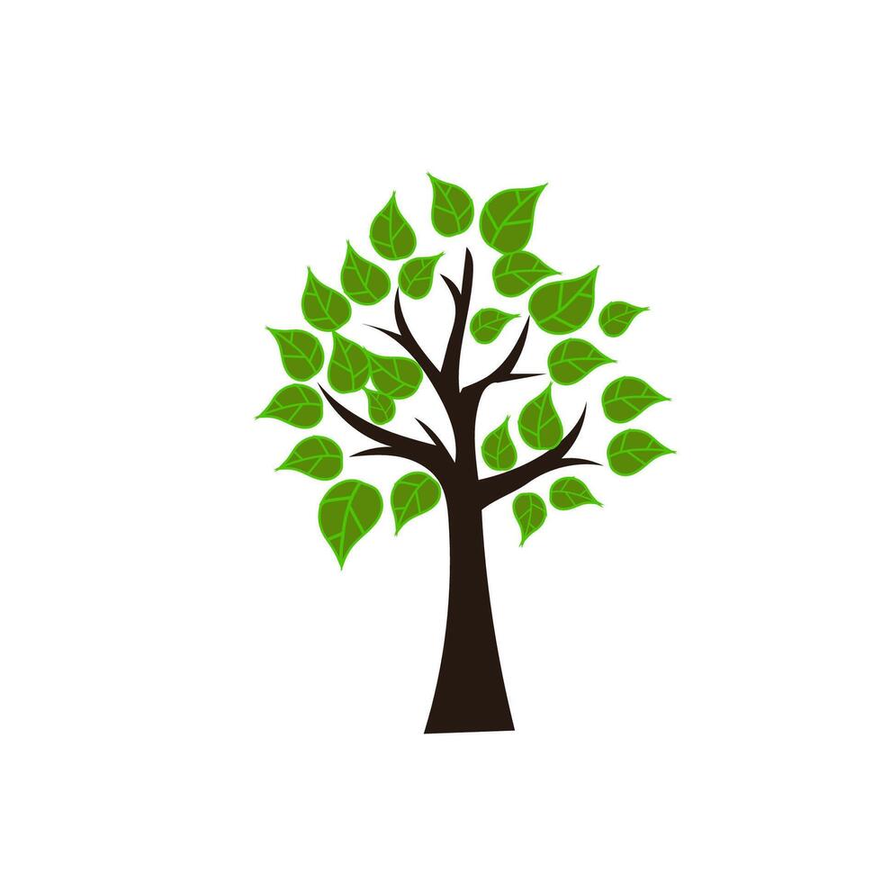Simple Green Tree Illustration, Nature, Ecology, Leaves, Branches, Growth, Spring, Environment, vector
