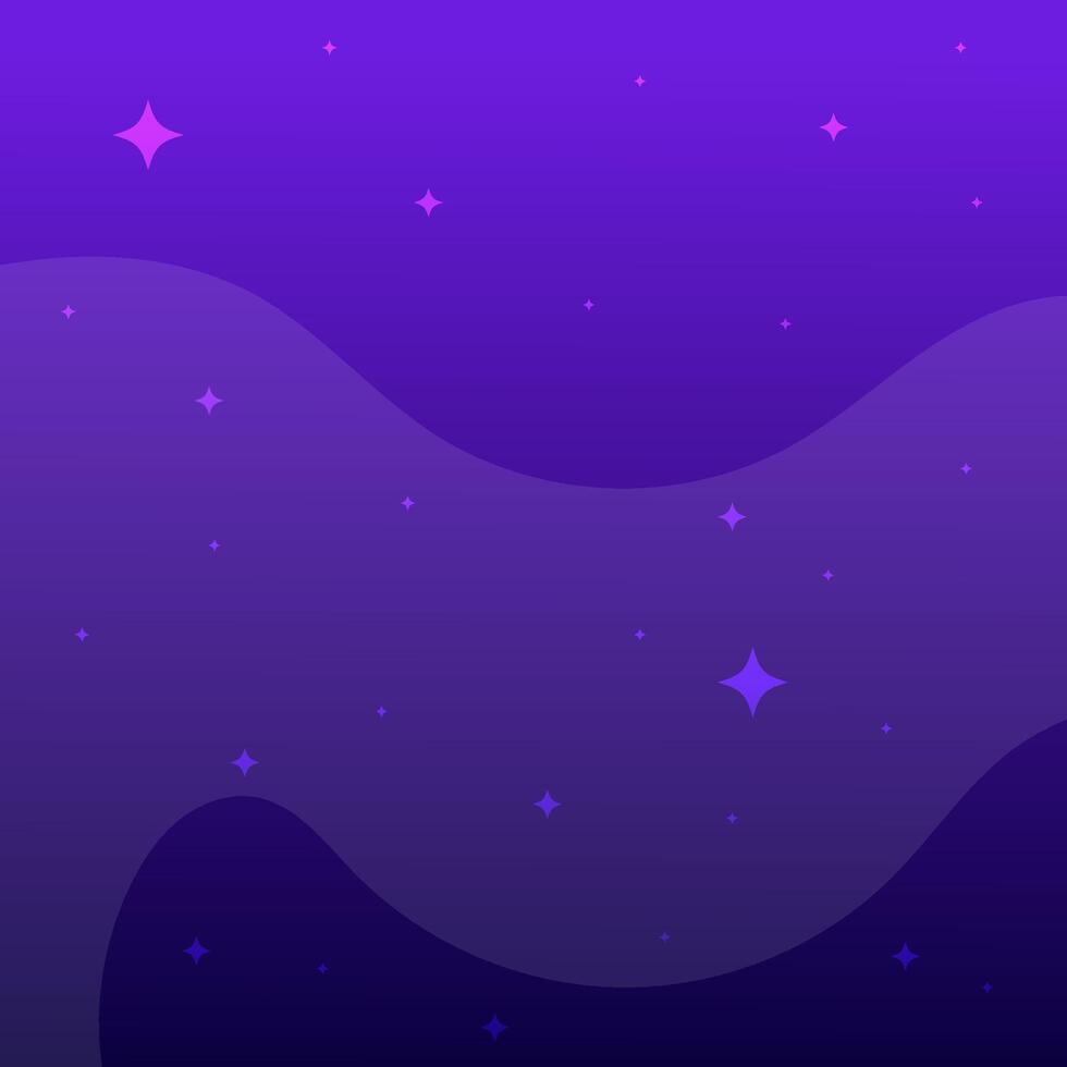 Purple Night Sky Background Stars, Galaxy, Cosmic, Abstract, Gradient, Waves, Design, Illustration, vector
