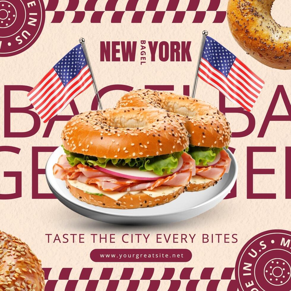 new york bagel promotion social media post template