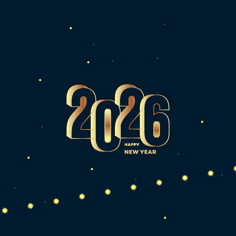 Elegant 2026 Happy New Year Gold Design, Festive Lights vector