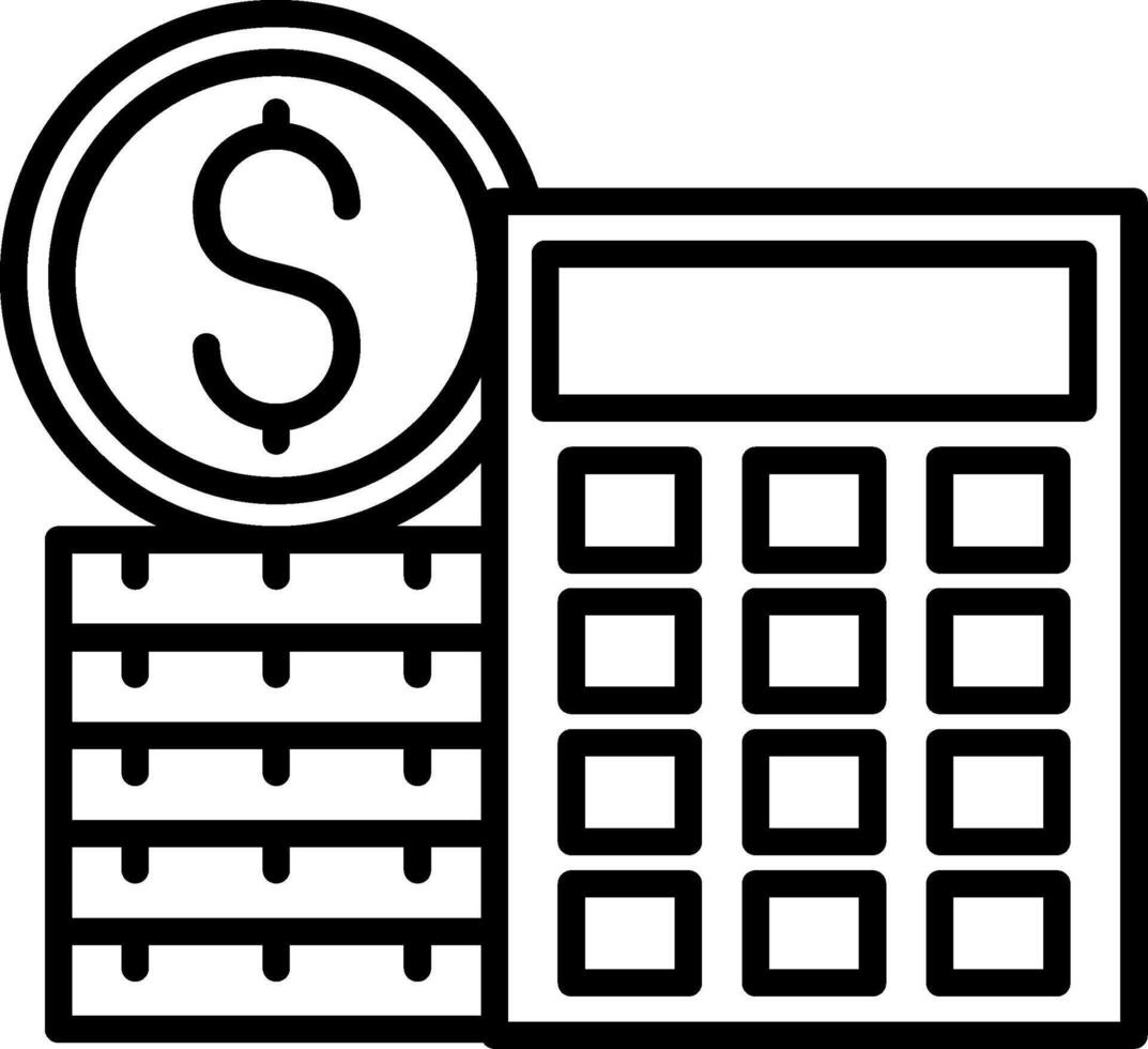 A calculator and a stack of money vector
