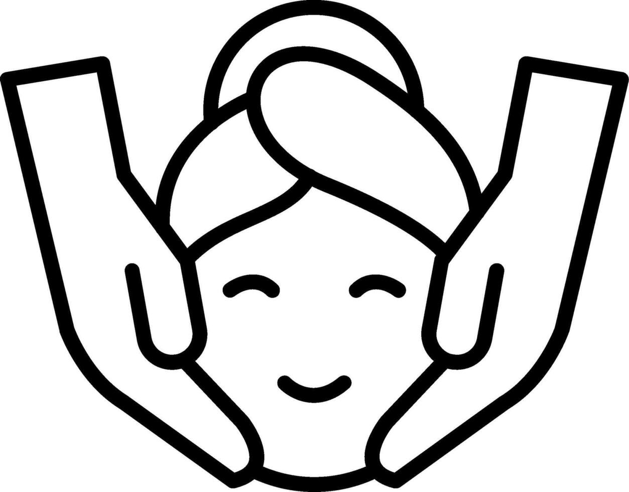 A woman is getting a facial in a line drawing vector