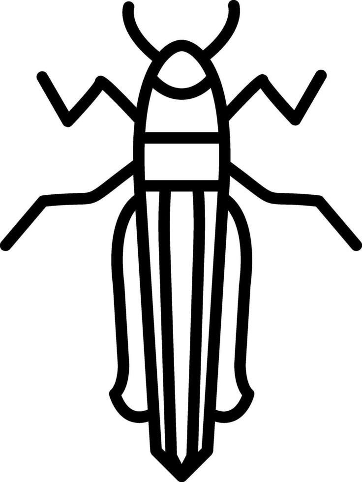 A black and white illustration of a bug vector
