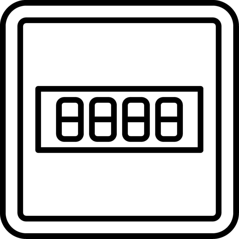 A black and white square button with six numbers vector
