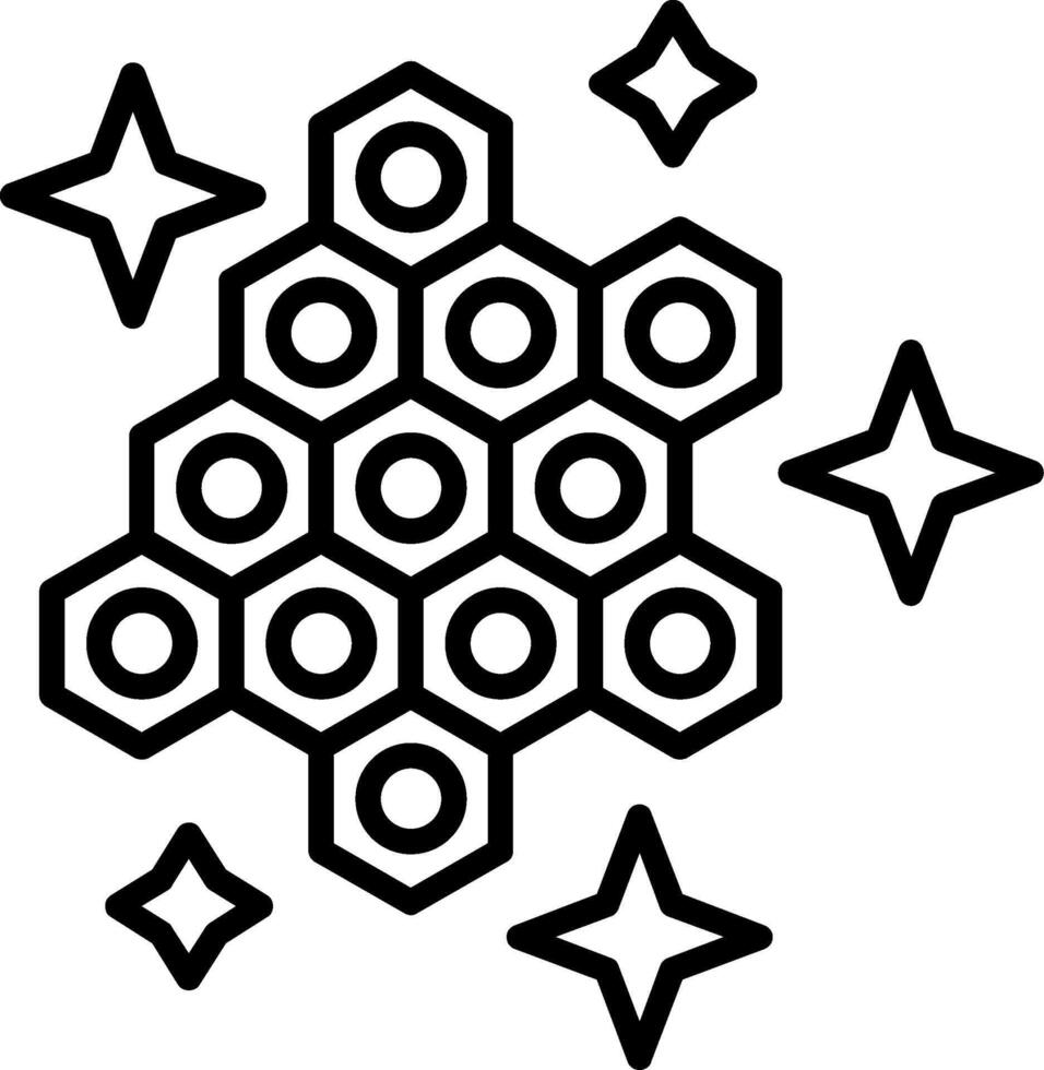 A black and white drawing of a hexagon with stars vector