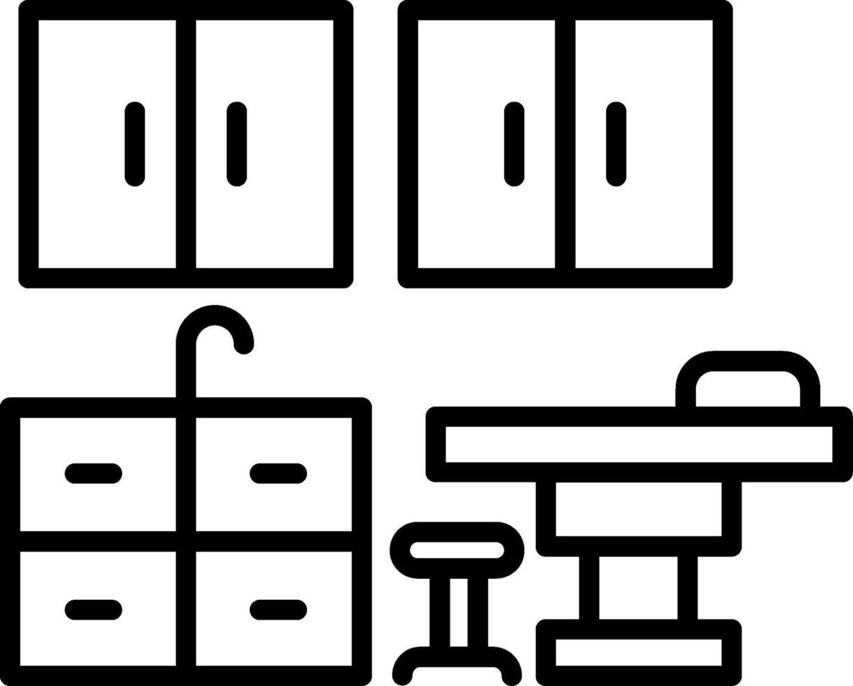 A black and white image of a kitchen vector
