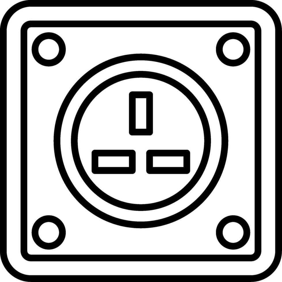 A black and white icon of a power outlet vector